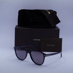 Tom Ford FT1098 90C Damian Aviator Sunglasses - Shiny Blue/Smoke Mirror
